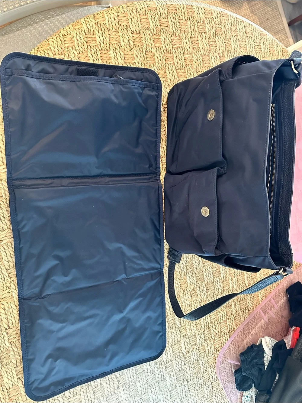 Tory Burch Navy Nylon & Leather Flap Shoulder Bag Diaper Bag